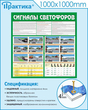 Стенд сигналы светофоров (1000х1000 мм, белый пластиковый багет)